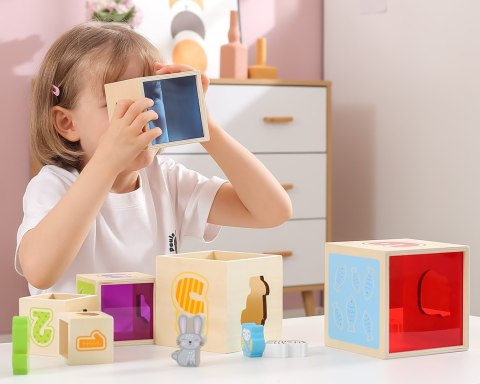  Drewniana Piramidka Edukacyjna Montessori Sorter Klocki Układanka