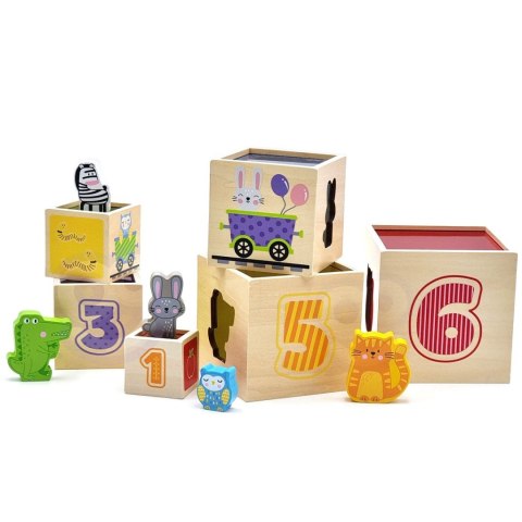  Drewniana Piramidka Edukacyjna Montessori Sorter Klocki Układanka