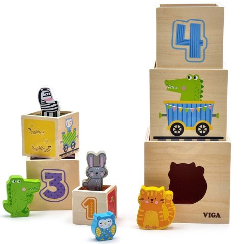  Drewniana Piramidka Edukacyjna Montessori Sorter Klocki Układanka