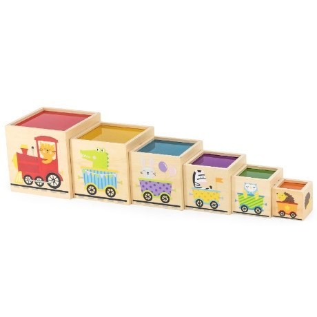  Drewniana Piramidka Edukacyjna Montessori Sorter Klocki Układanka