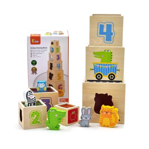  Drewniana Piramidka Edukacyjna Montessori Sorter Klocki Układanka