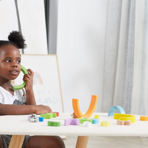  Drewniana Tęcza Układanka Klocki Kreatywne Montessori