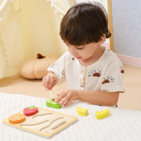  Drewniana Układanka Edukacyjna Montessori Owoce do Krojenia