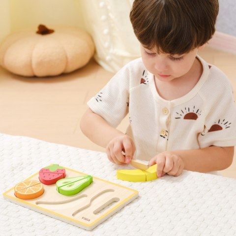  Drewniana Układanka Edukacyjna Montessori Owoce do Krojenia