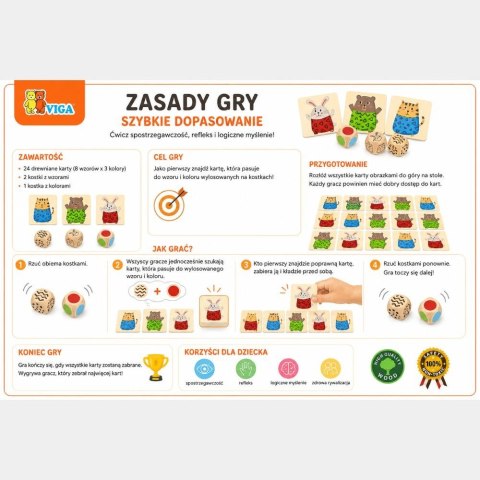 Drewniana Układanka Gra w Szybkie Dopasowanie 27 el.