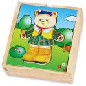  Drewniana Układanka Logiczna Puzzle Ubierz Misia Dziewczynkę