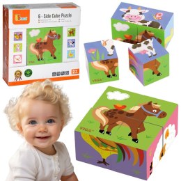  Drewniana Układanka Puzzle Farma 4 klocki