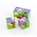  Drewniana Układanka Puzzle Farma 4 klocki