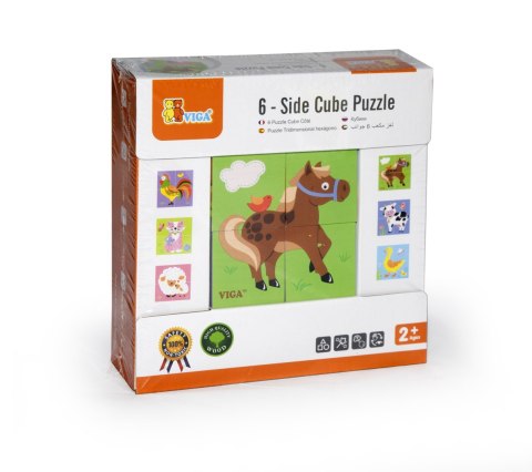  Drewniana Układanka Puzzle Farma 4 klocki