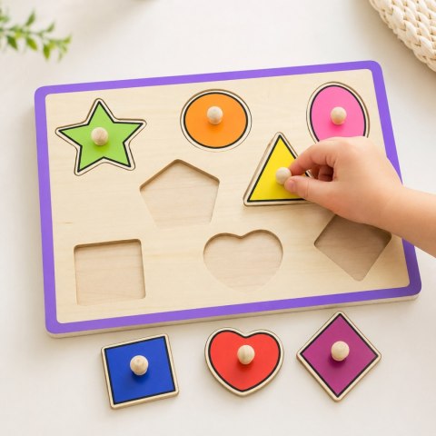  Drewniane Kolorowe Puzzle Z Pinezkami Kształty