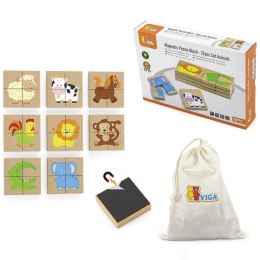  Drewniane Puzzle Magnetyczne Zwierzęta Układanka Certyfikat FSC