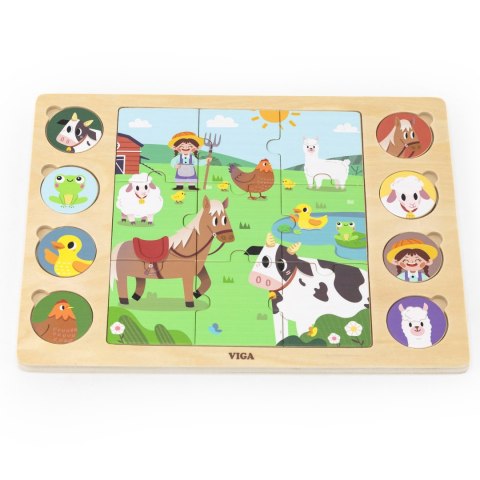  Drewniane Puzzle Odgadnij Po Cieniu - Farma Układanka 17 el.
