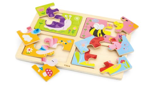  Drewniane Puzzle Owady 4w1