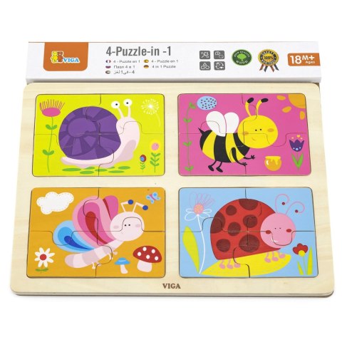  Drewniane Puzzle Owady 4w1