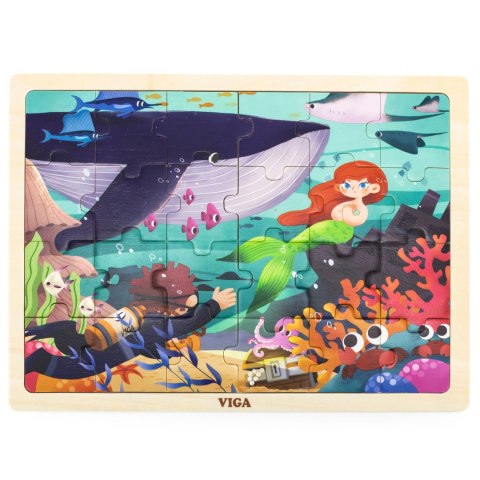  Drewniane Puzzle Układanka 24 el. Sekrety Morza