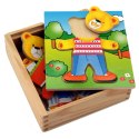 Drewniane Puzzle Układanka Edukacyjna Ubierz Misia Chłopca