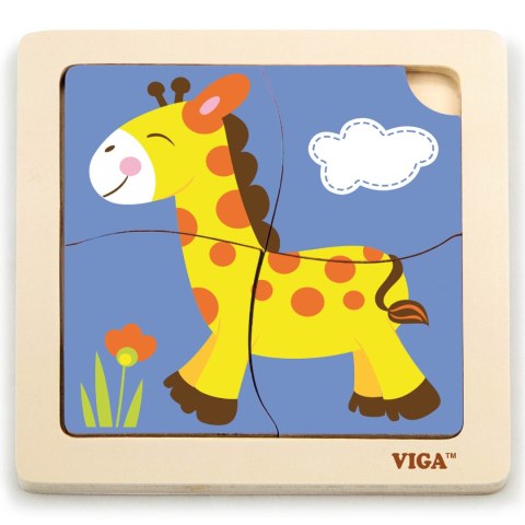  Drewniane Puzzle Układanka Edukacyjna Żyrafa 4 el. Montessori