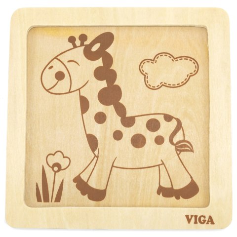  Drewniane Puzzle Układanka Edukacyjna Żyrafa 4 el. Montessori