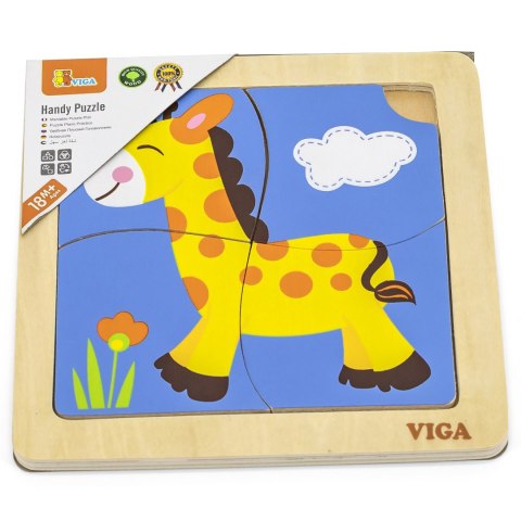 Drewniane Puzzle Układanka Edukacyjna Żyrafa 4 el. Montessori