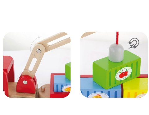  Drewniany Dźwig Samochód Ciężarówka z Kontenerami Magnes Montessori 18 m+