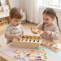  Drewniany Edukacyjny Sorter Gra Zwierzątka Owoce Warzywa Montessori