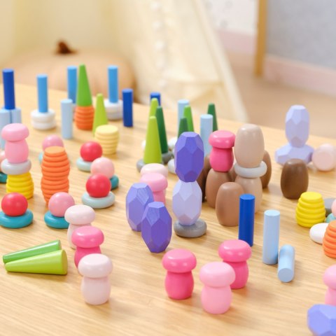  Klocki Drewniane Edukacyjne Układanka Montesori Sorter 141el.