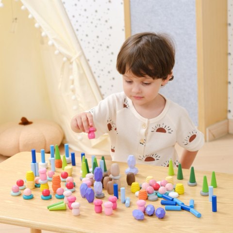  Klocki Drewniane Edukacyjne Układanka Montesori Sorter 141el.
