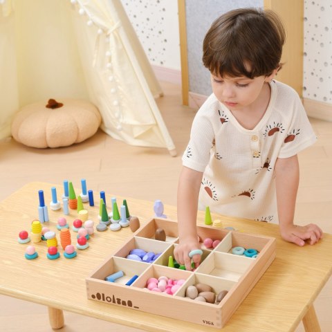  Klocki Drewniane Edukacyjne Układanka Montesori Sorter 141el.