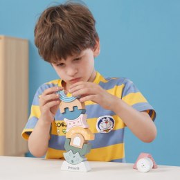  PolarB Drewniana Układanka Balansująca Wieża Montessori Klocki Prezent  PolarB