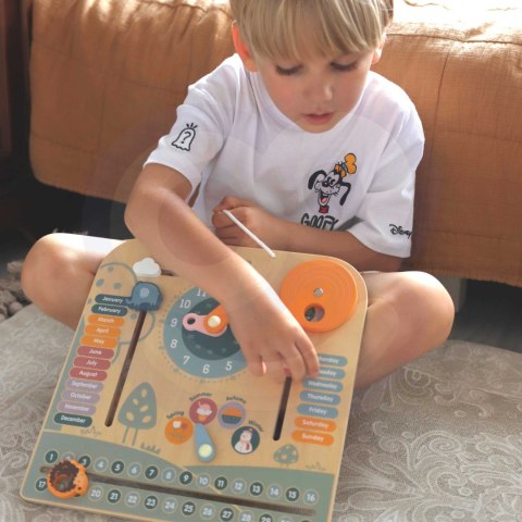  PolarB Drewniany Kalendarz i Zegar Montessori
