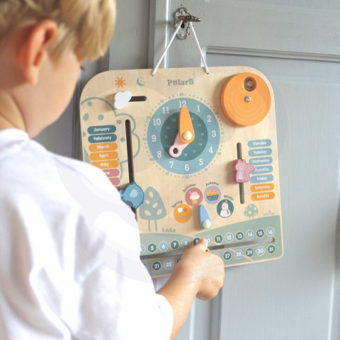  PolarB Drewniany Kalendarz i Zegar Montessori