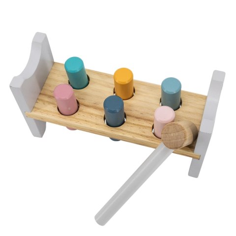  PolarB Zestaw Drewniana Piramidka + Przebijanka z Młoteczkiem Miś Polarny Montessori