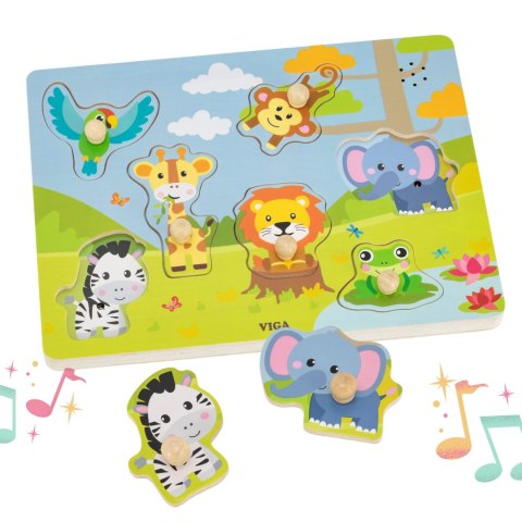  Puzzle Dźwiękowe Dopasuj Zwierzęta Egzotyczne