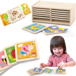  Puzzle drewniane 12 plansz po 4 puzzle w stojaku