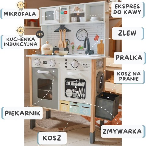  GREEN Drewniana Interaktywna Kuchnia 9w1 z Pralką i Tablicą