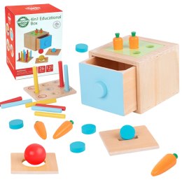  GREEN Drewniana Szuflada Edukacyjna 4w1 Sorter Montessori Gra w Marchewki FSC