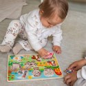  GREEN Drewniane Puzzle Montessori Farma z Pinezkami Do Dopasowania