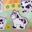  GREEN Drewniane Puzzle Montessori Farma z Pinezkami Do Dopasowania