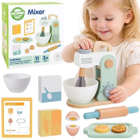  GREEN Drewniany Mikser Kuchenny Blender z Akcesoriami 11 el.