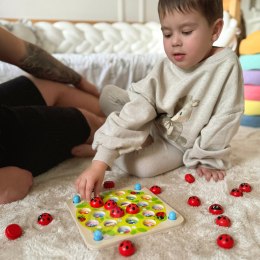  GREEN Memory Drewniana Gra Pamięciowa Edukacyjna Układanka Biedronka