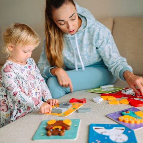  GREEN Układanka Drewniana Klocki Zwierzątka Montessori FSC 34el.