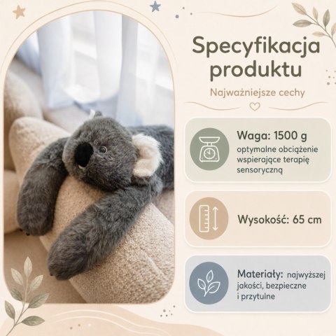  Pluszak Obciążeniowy Koala Antystresowy Sensoryczny Ciężkomiś Przytulanka 65cm 1500g
