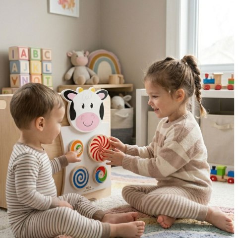  Drewniana Tablica Manipulacyjna Krówka Certyfikat FSC Montessori