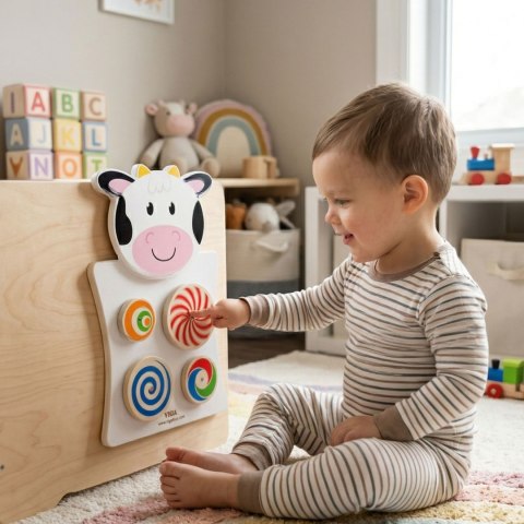  Drewniana Tablica Manipulacyjna Krówka Certyfikat FSC Montessori