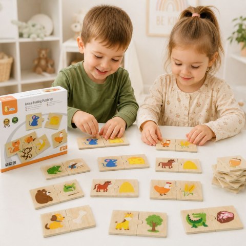  Drewniane Puzzle Nakarm Zwierzątko Co jedzą Zwierzęta Układanka