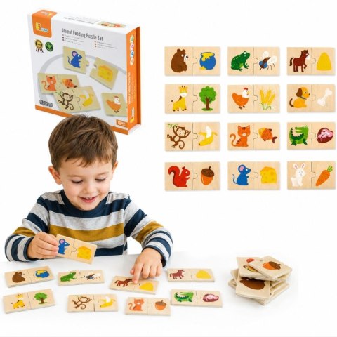  Drewniane Puzzle Nakarm Zwierzątko Co jedzą Zwierzęta Układanka