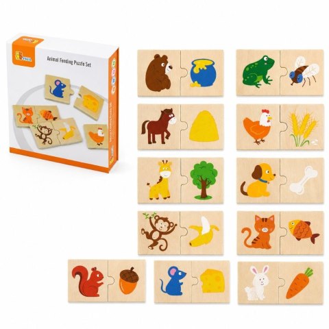  Drewniane Puzzle Nakarm Zwierzątko Co jedzą Zwierzęta Układanka