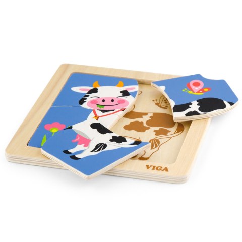 Poręczne Drewniane Puzzle Krówka