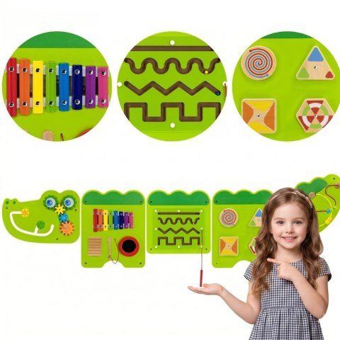  Tablica Sensoryczna Manipulacyjna Krokodyl Certyfikat FSC Montessori